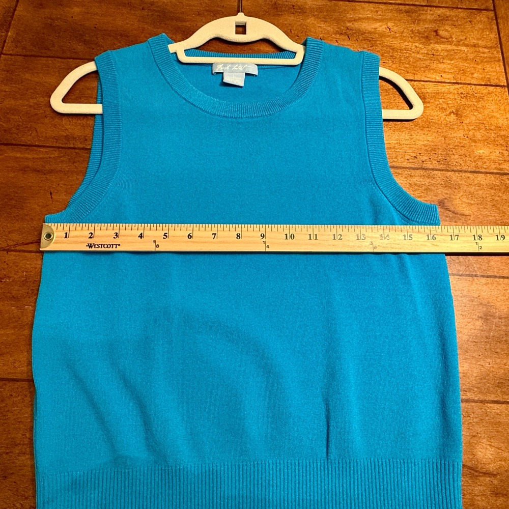 Fresh Twist Blue 3/4 Sleeve Cardigan‎ & Sleeveless Sweater Top Women's Size L - Picture 13 of 16